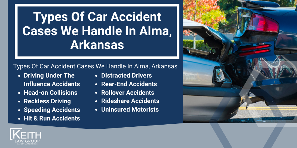 Alma Car Accident Lawyer; Alma Car Accident Lawyers; Alma Car Accident Attorney; Alma Car Accident Attorneys; Alma Arkansas Car Accident Lawyer; Alma Arkansas Car Accident Lawyers; Alma Arkansas Car Accident Attorney; Alma Arkansas Car Accident Attorneys; The #1 Alma Car Accident Lawyer; Arkansas Auto Accident Statistics; What Steps Should I Take After An Auto Accident In Alma, Arkansas; Why Do I Need An Alma Car Accident Lawyer; Types Of Car Accident Cases We Handle In Alma, Arkansas